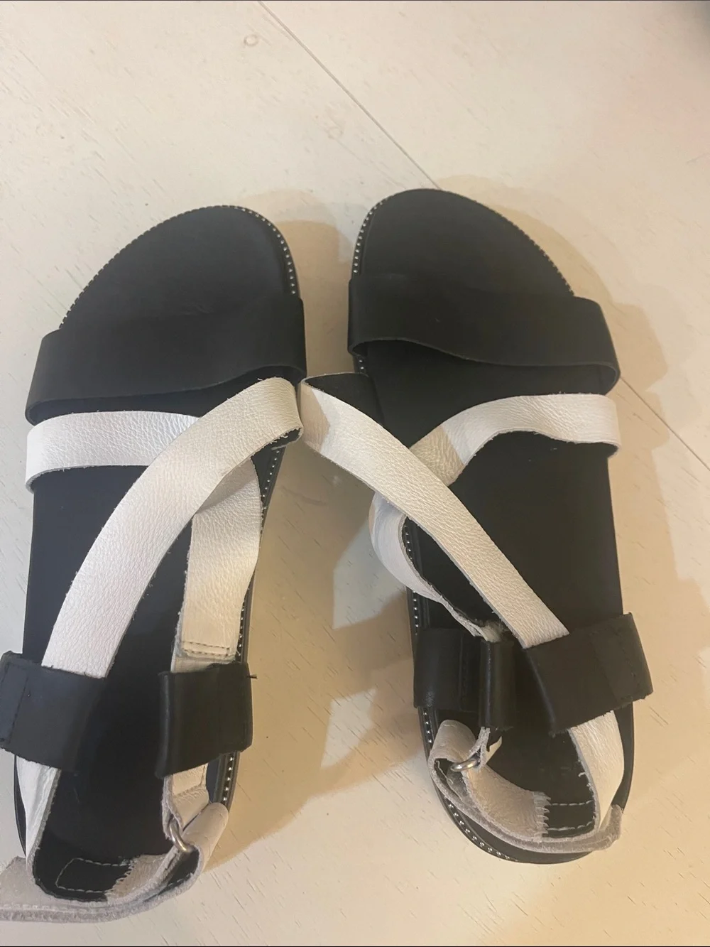 Sorel Black and White Crisscross Sport Sandals